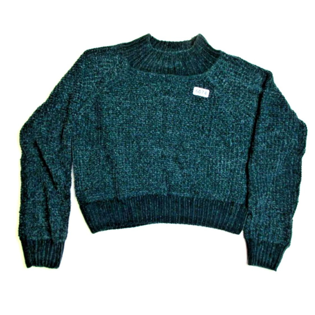 Revamped Mock Neck Teal Womens Sweater Knits Pullover - Size Medium **