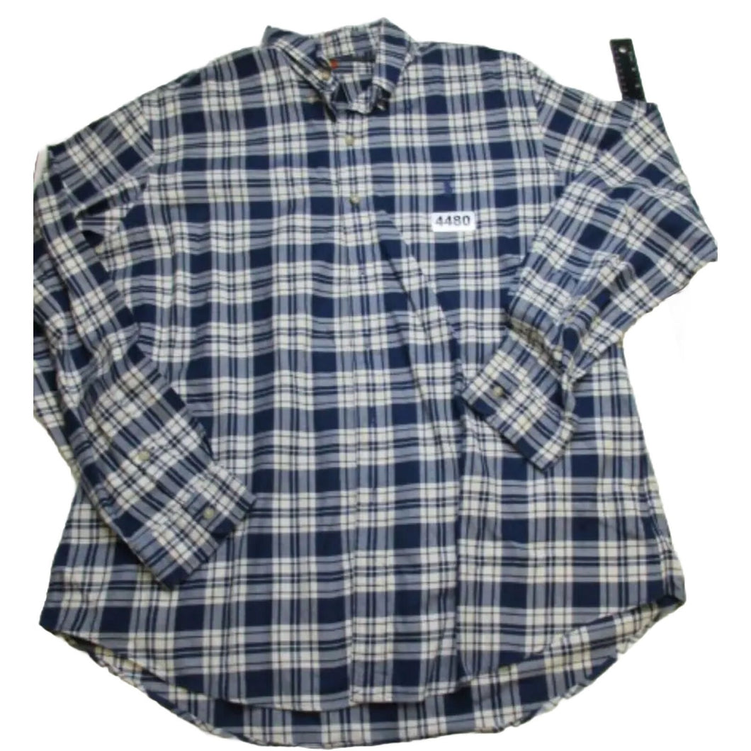 Ralph Lauren Blue Plaid Button Up Casual Long Sleeve Mens Shirt - Size XL **