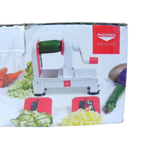 Load image into Gallery viewer, PADERNO WORLD CUISINE TRI BLADE SPIRAL VEGETABLE SLICER CUTTER MANUAL Red NEW
