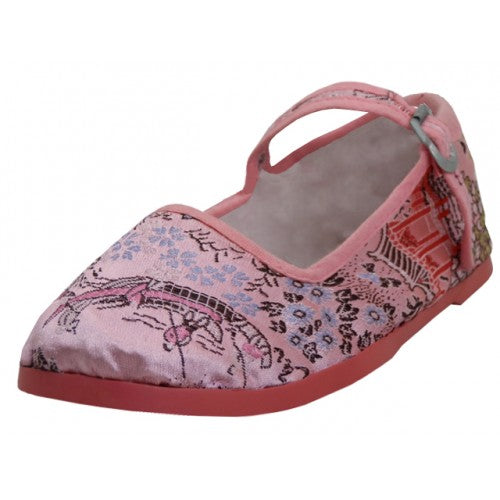 Wholesale Child's Satin Brocade Upper Mary Jane Shoes (*Pink Color)