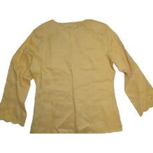 Load image into Gallery viewer, Elizeh New York Tops Yellow V-Neck Embroidered Long Sleeve Blouse - 18 **
