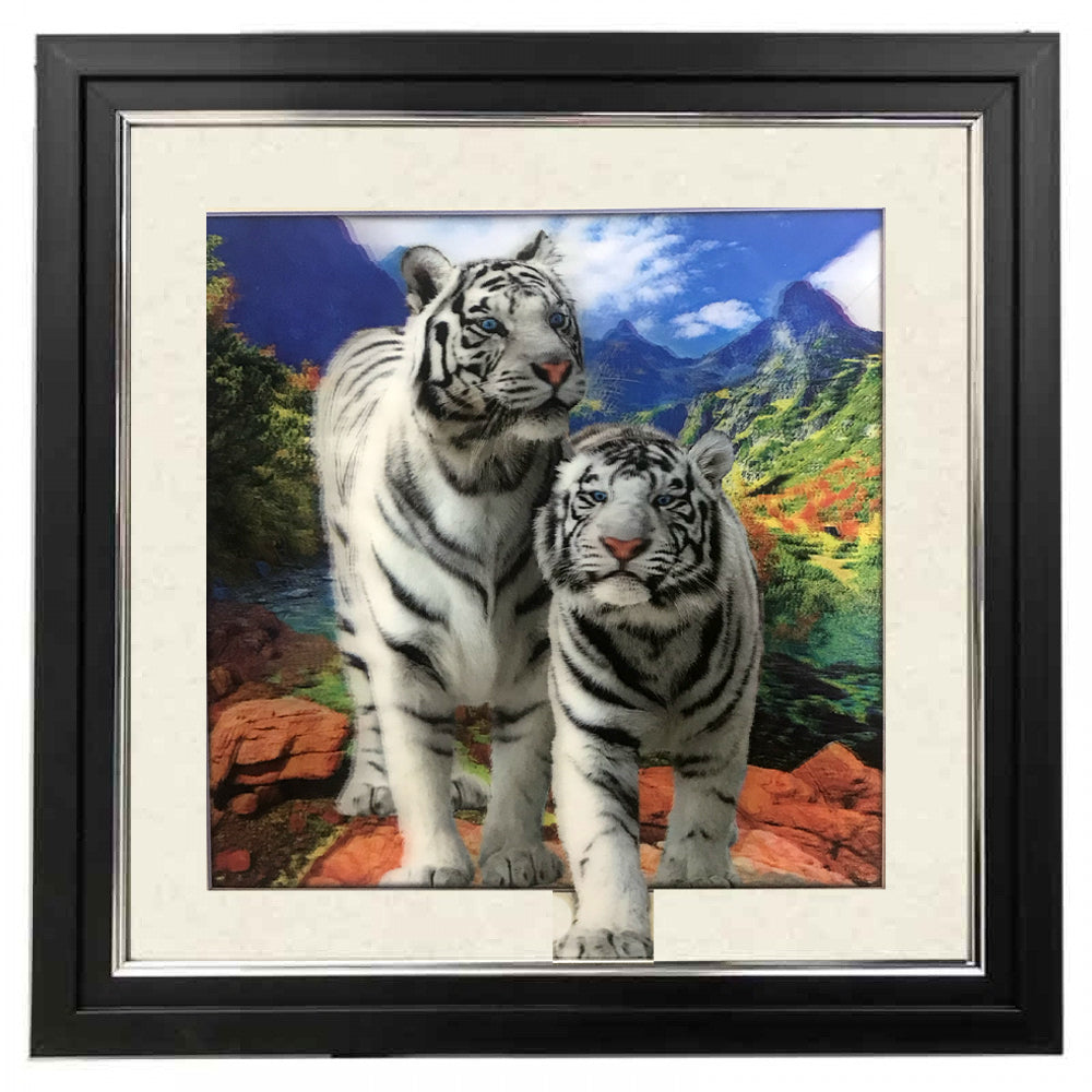 491* White Tiger 5d Lenticular Picture Frame 18x18  (MINIMUM OF 4)