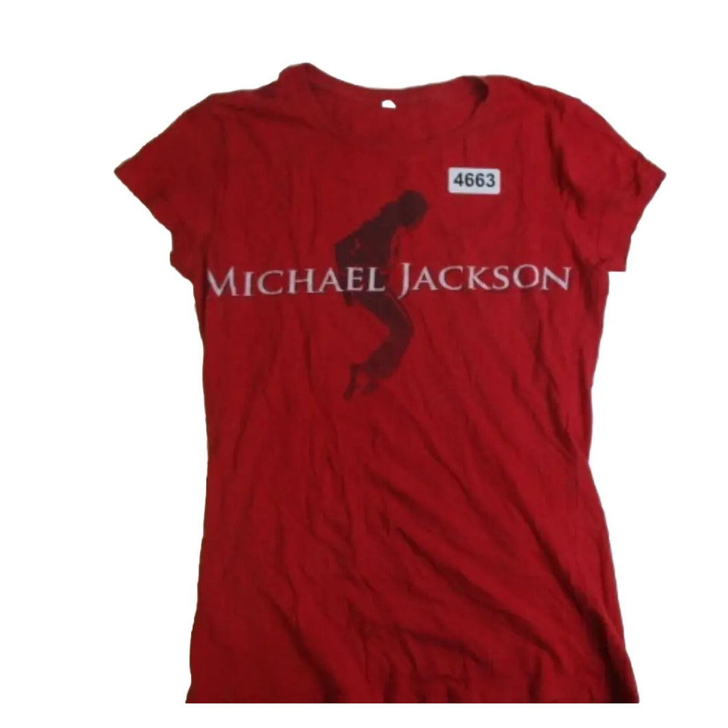 Michael Jackson Red Short Sleeve Womens T-shirt Top Tee Shirt Graphic Small **
