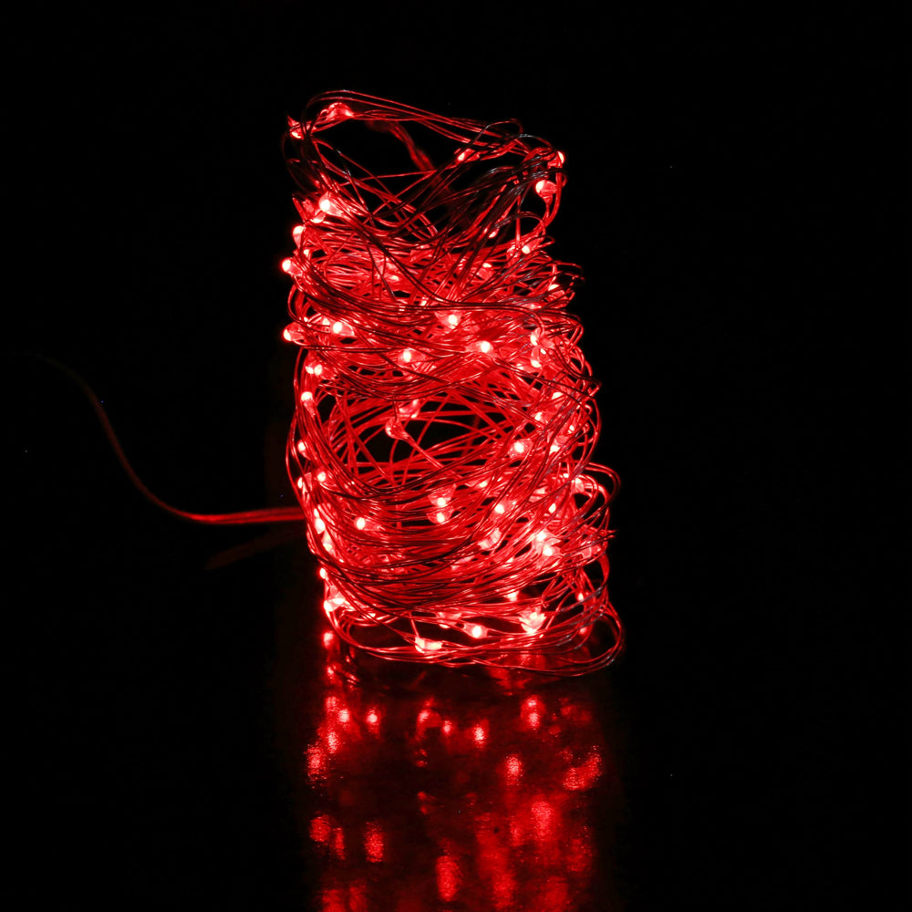 String Fairie light 35ft LED RED fairies string light copper-wire Dual power -USB or 2AA Battery  (minimum of 12)