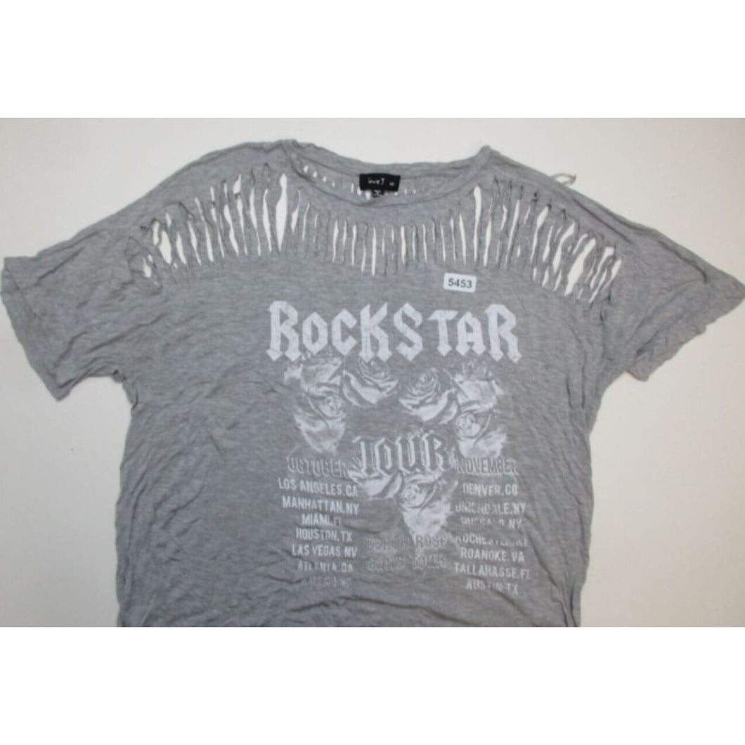 Rockstar Concert Tour Love J Gray Cut Out Short Sleeve Blouse - Size 2X **