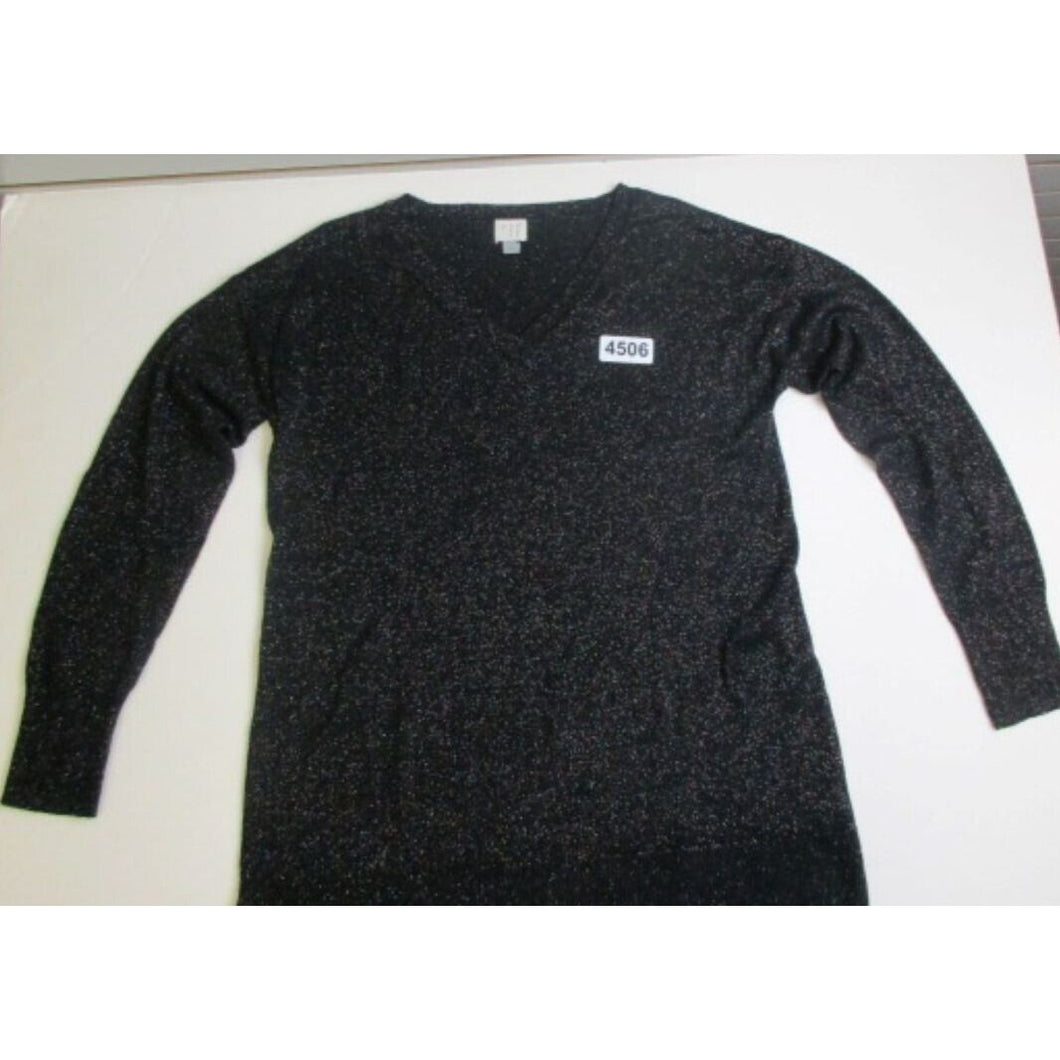 A New Day Black V-Neck Acrylic Pullover Womens Sweater - Size Large **