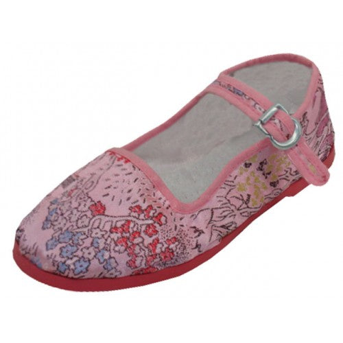 Wholesale Youth's Satin Brocade Upper Classic Mary Jane Shoes (*Pink Color)
