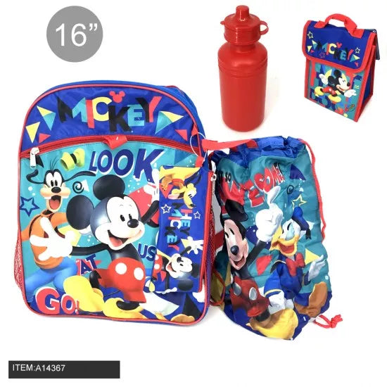 CASE OF 12 - MICKEY 5 PIECE BACKPACK SET