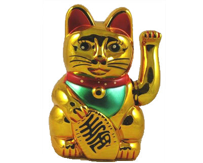 10″ GOLD PLASTIC WAVING CAT