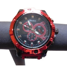 Load image into Gallery viewer, Geneva Chronograph Mens Quartz Watch Red and Black Silicone Band NEW

