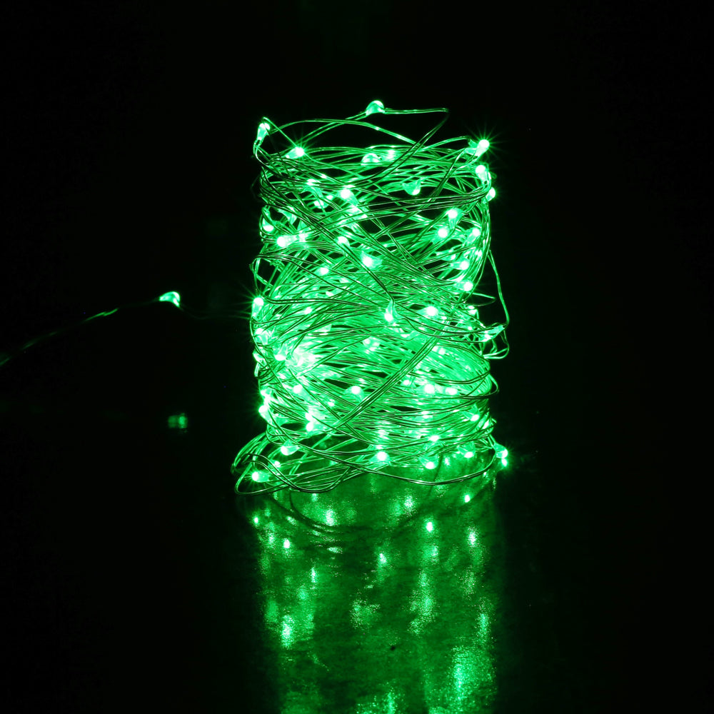 String Fairie light 35ft LED GREEN copper-wire Dual power -USB or 2AA Battery 1DOZEN (minimum of 12)