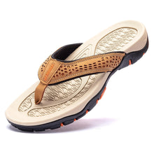Load image into Gallery viewer, Mens Thong Sandals Indoor And Outdoor Beach Flip Flop Khaki/Orange (Size 9)
