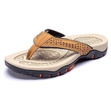 Load image into Gallery viewer, Mens Thong Sandals Indoor And Outdoor Beach Flip Flop Khaki/Orange (Size 10)
