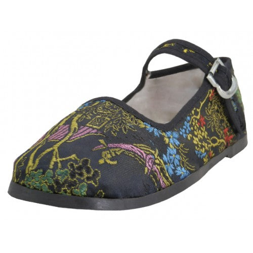 Wholesale Child's Satin Brocade Upper Classic Mary Jane Shoes (*Black Color)