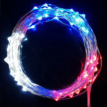 Load image into Gallery viewer, String Fairie light 35ft LED Red White Blue fairies string light copper-wire Dual power -USB or 2AA Battery  (minimum of 12)
