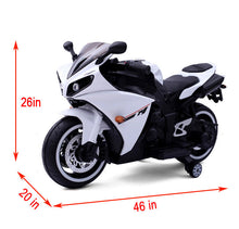 Load image into Gallery viewer, TAMCO-T1 white kids motorcycle ,12V wheels with light, hand drive , PU seat, electric motorcycle Children ride on motorcycle
