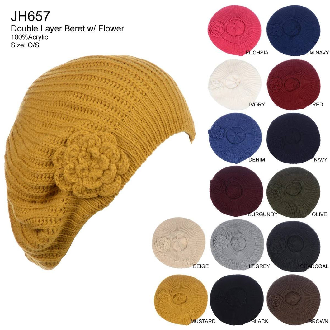 12-pack Wholesale Beret Hat Light Knit Hat High Quality JH657