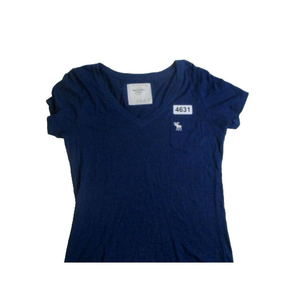Abercrombie & Fitch Blue V-Neck Pocket Tee Womens Short Sleeve Shirt- S **