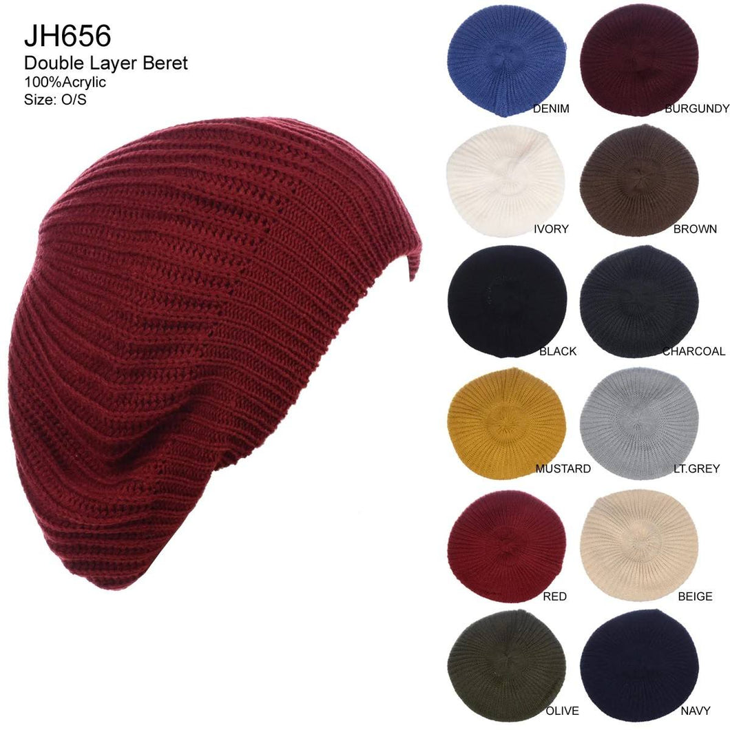 12-pack Wholesale Beret Hat Light Knit Hat High Quality JH656