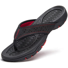 Load image into Gallery viewer, Mens Thong Sandals Indoor And Outdoor Beach Flip Flop Black/Red (Size 16)
