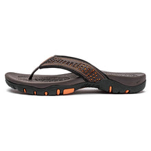 Load image into Gallery viewer, Mens Thong Sandals Indoor And Outdoor Beach Flip Flop Brown/Orange (Size 8.5)
