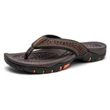 Load image into Gallery viewer, Mens Thong Sandals Indoor And Outdoor Beach Flip Flop Brown/Orange (Size 10)
