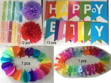 Load image into Gallery viewer, Happy Birthday Party Rainbow Color Paper Decorations  (available for purchase in increments of 1)
